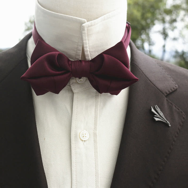 Men's Bud-Like Solid Color Pointed Bow Tie