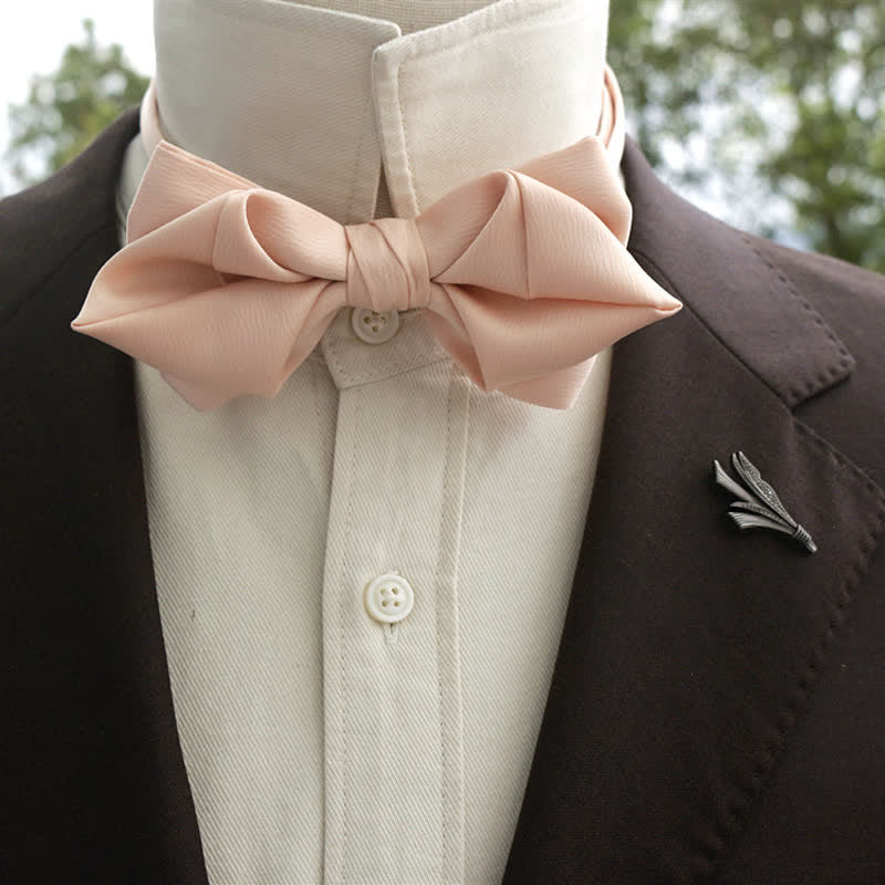 Men's Bud-Like Solid Color Pointed Bow Tie