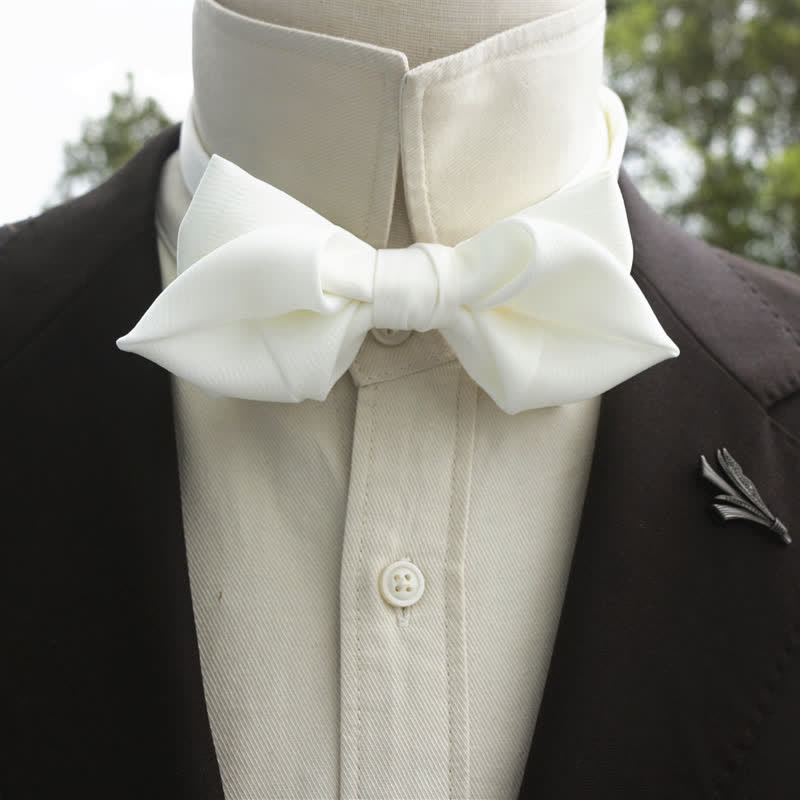 Men's Bud-Like Solid Color Pointed Bow Tie