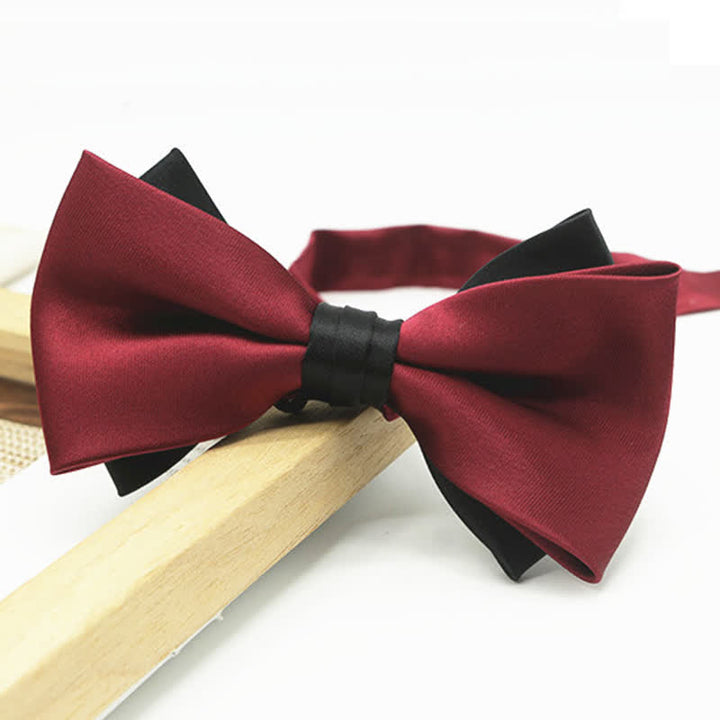 Men's Two Tone Double-Deck Wedding Business Bow Tie