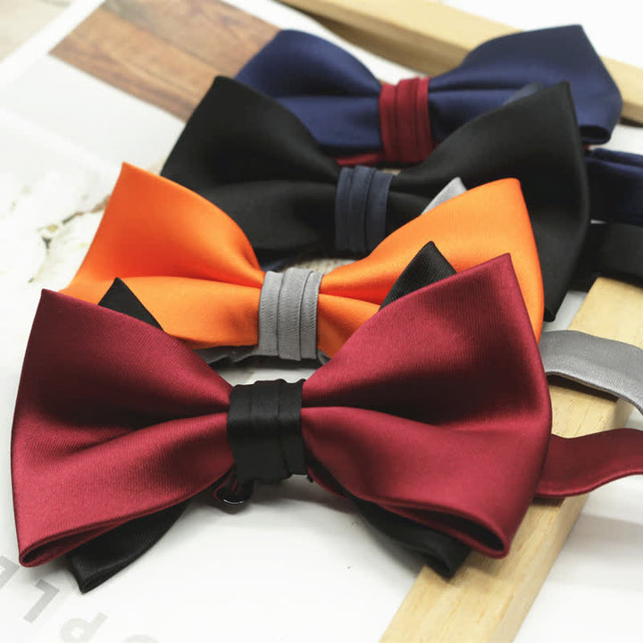 Men's Two Tone Double-Deck Wedding Business Bow Tie