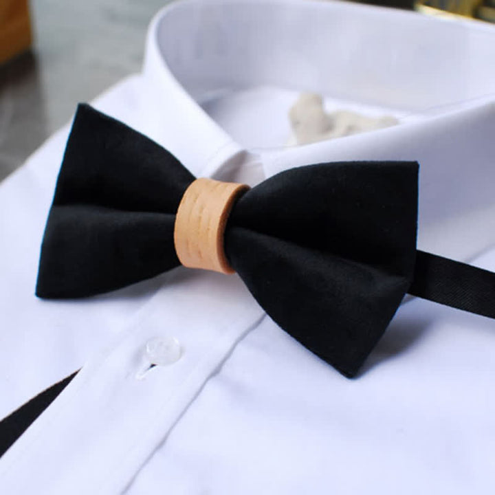 Men's Solid Color Graceful Velvet Leather Loop Bow Tie