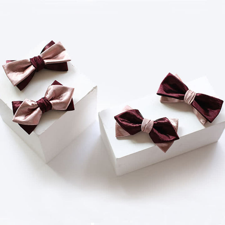 Men's Glossy Pink & Burgundy Double Layers Bow Tie