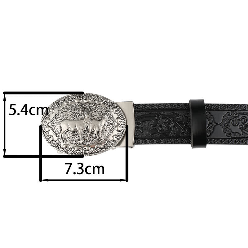 Men's Dual Wild Deer Automatic Buckle Leather Belt