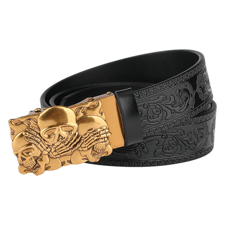 Men's Horrible Laugh Skull Automatic Buckle Leather Belt