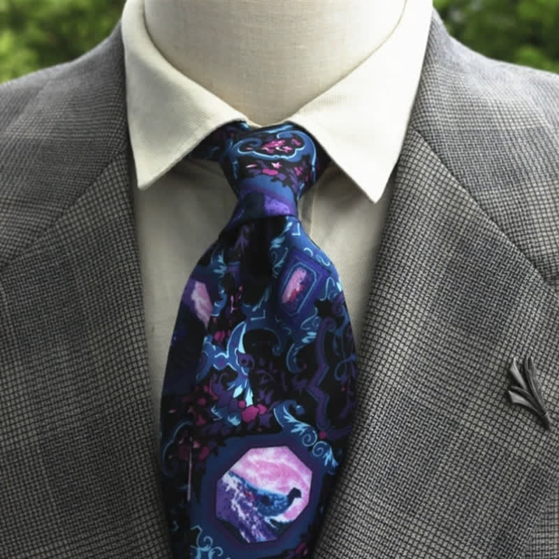 Men's Fantastic Flower Pattern Boho Necktie