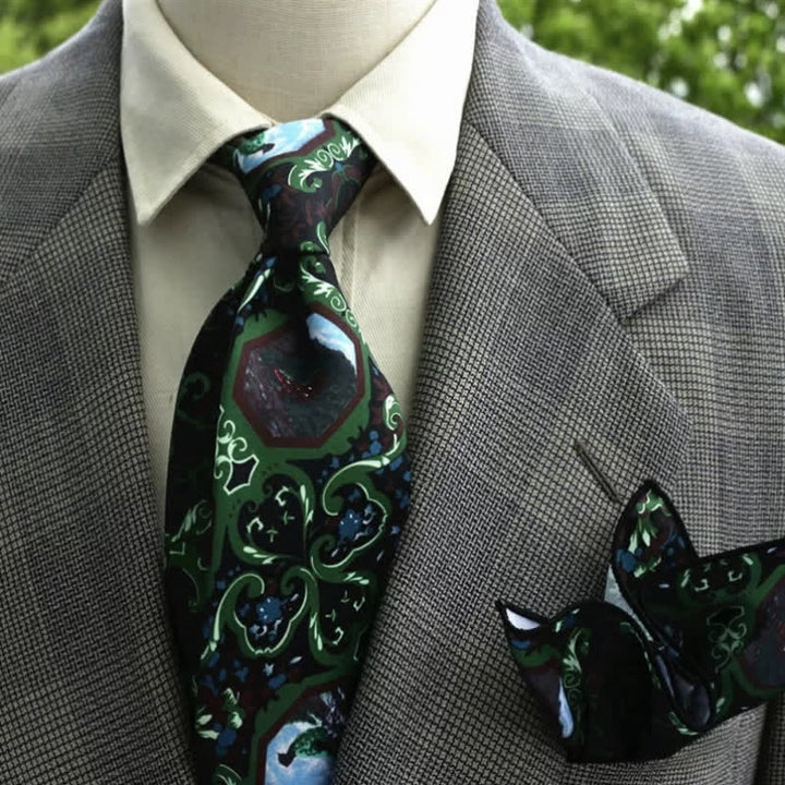 Men's Fantastic Flower Pattern Boho Necktie