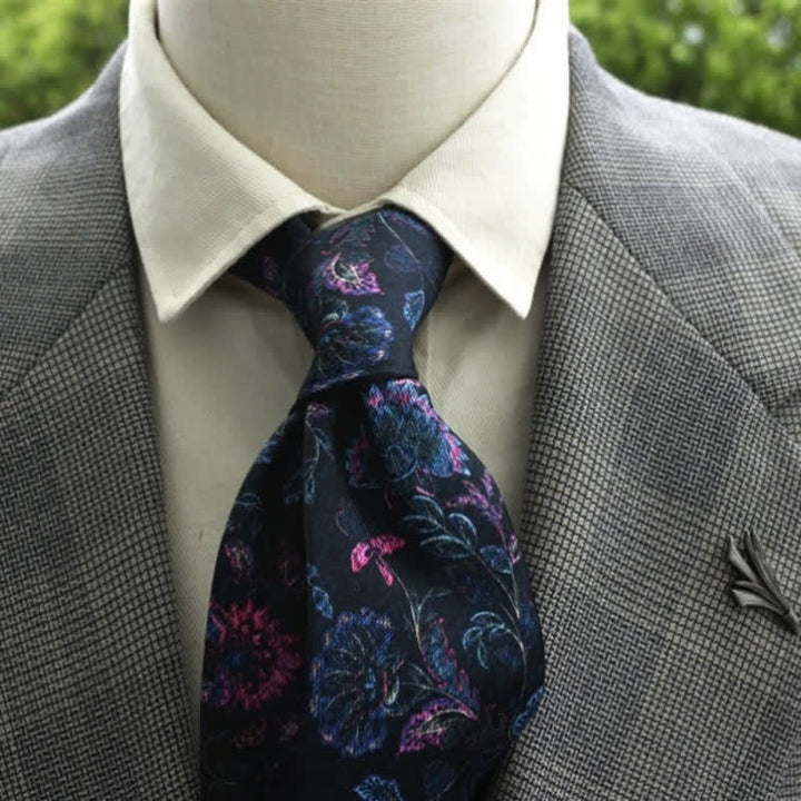 Men's Fantastic Flower Pattern Boho Necktie