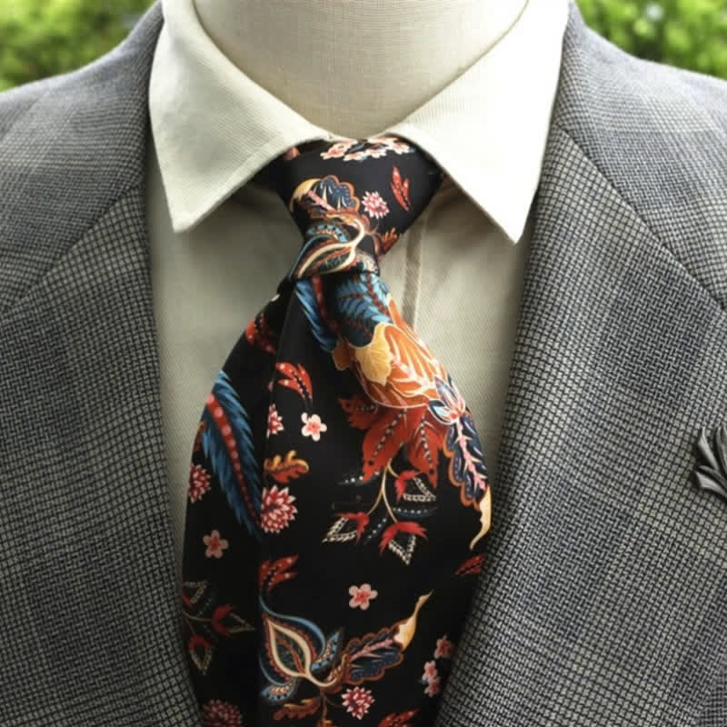 Men's Fantastic Flower Pattern Boho Necktie