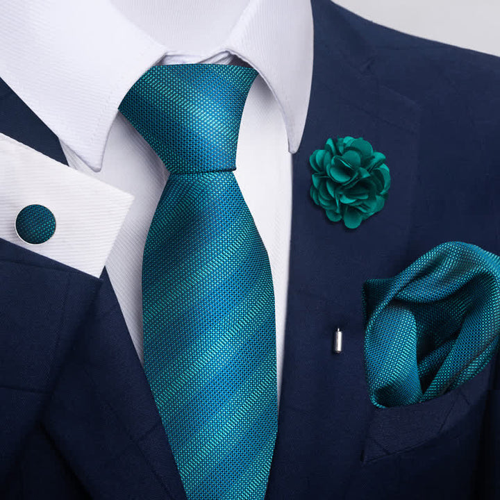 4Pcs Men's Gentle Dark Green Series Necktie Set