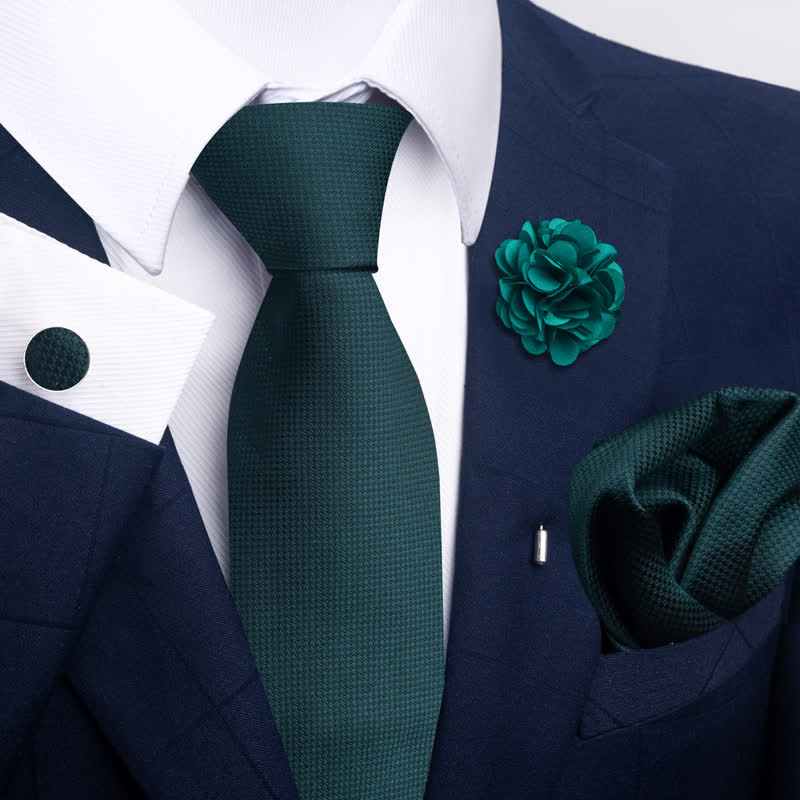 4Pcs Men's Gentle Dark Green Series Necktie Set