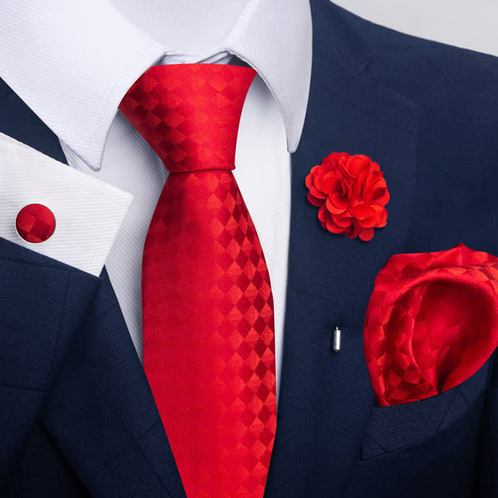 4Pcs Men's Attractive Bright Red Series Necktie Set