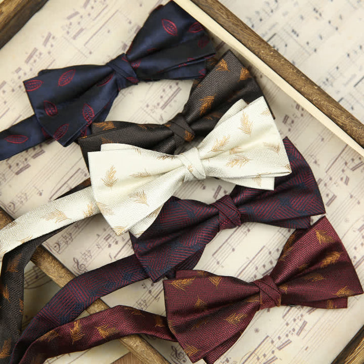 Men's Elegant Wheat Pattern Double Layers Bow Tie