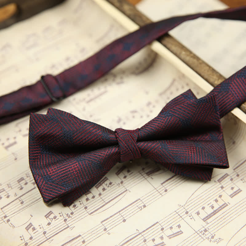 Men's Elegant Wheat Pattern Double Layers Bow Tie