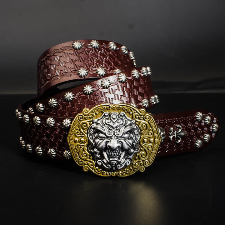 Men's Rock Monster Rivets Studded Leather Belt