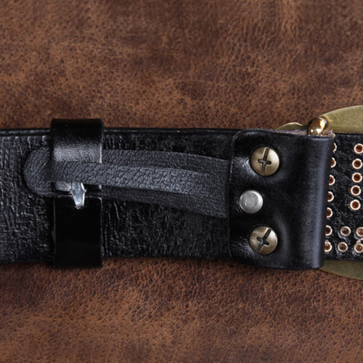 Men's Lion Claws Heavy Metal Rivets Leather Belt