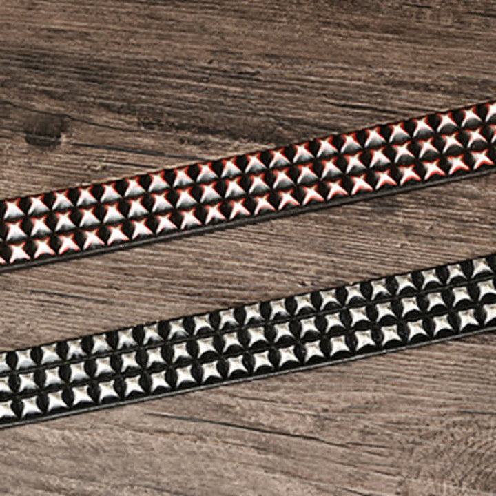 Men's Three Row Classic Pyramid Rivets Leather Belt
