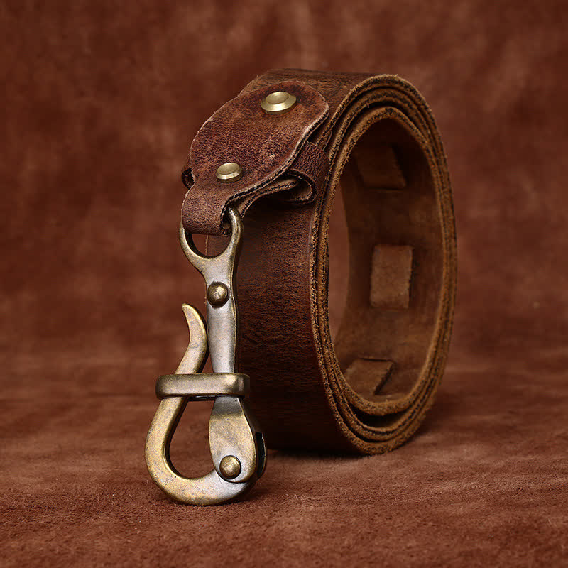 Men's Retro Distressed Hook Buckle Cavalry Leather Belt