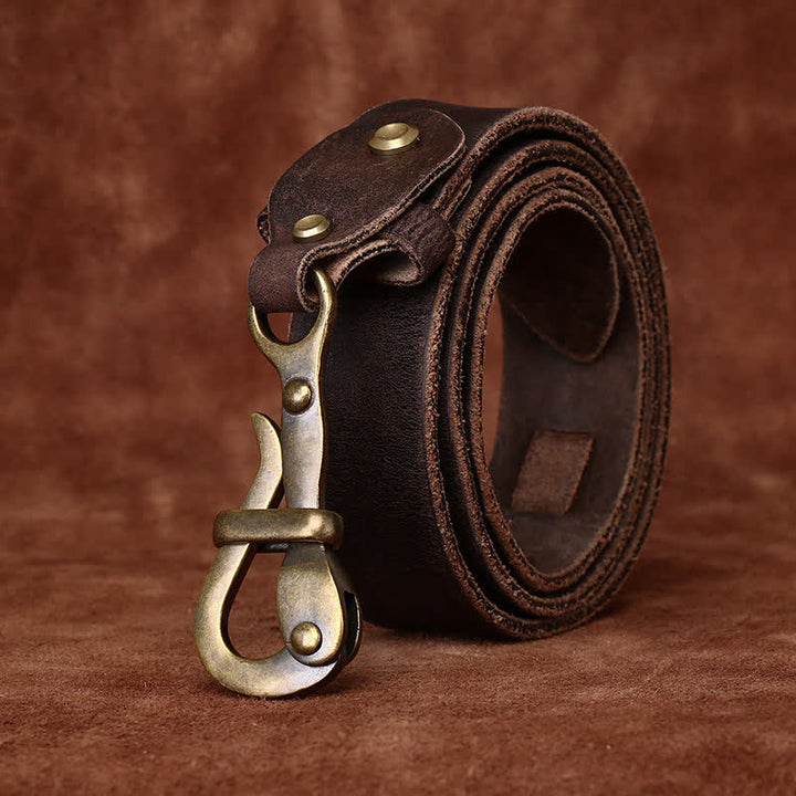 Men's Retro Distressed Hook Buckle Cavalry Leather Belt