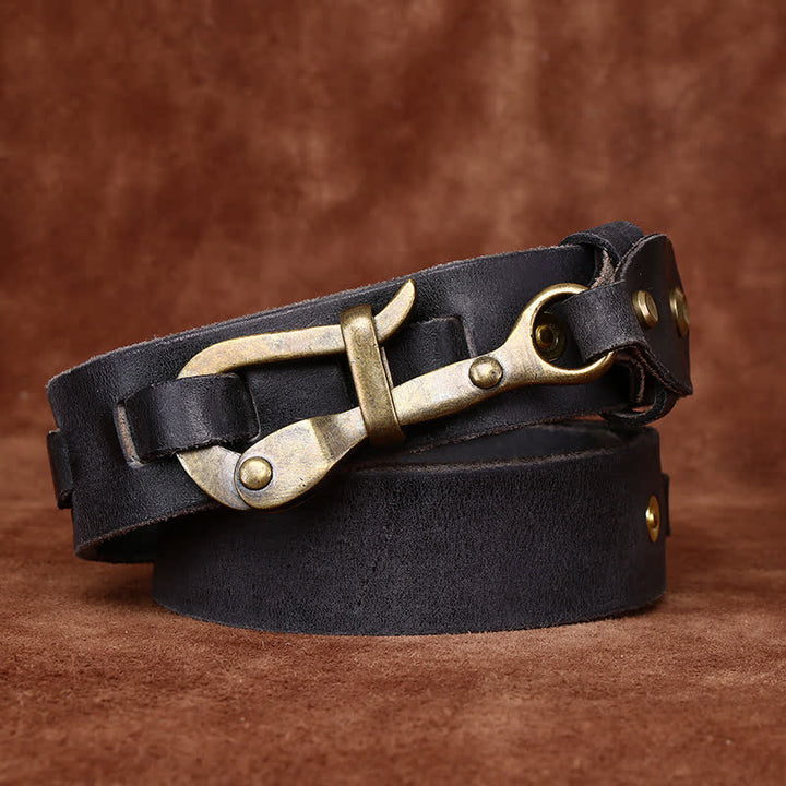 Men's Retro Distressed Hook Buckle Cavalry Leather Belt