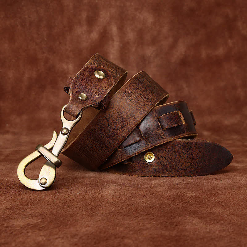 Men's Retro Distressed Hook Buckle Cavalry Leather Belt