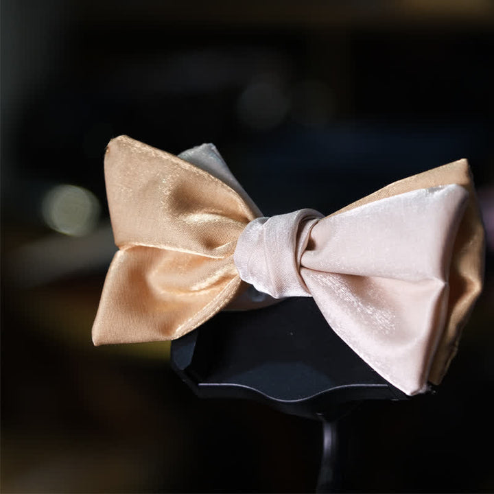 Men's Golden Apricot Contrast Asymmetrical Bow Tie