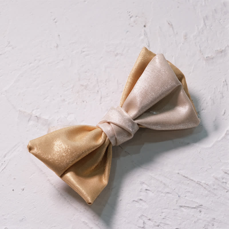 Men's Golden Apricot Contrast Asymmetrical Bow Tie