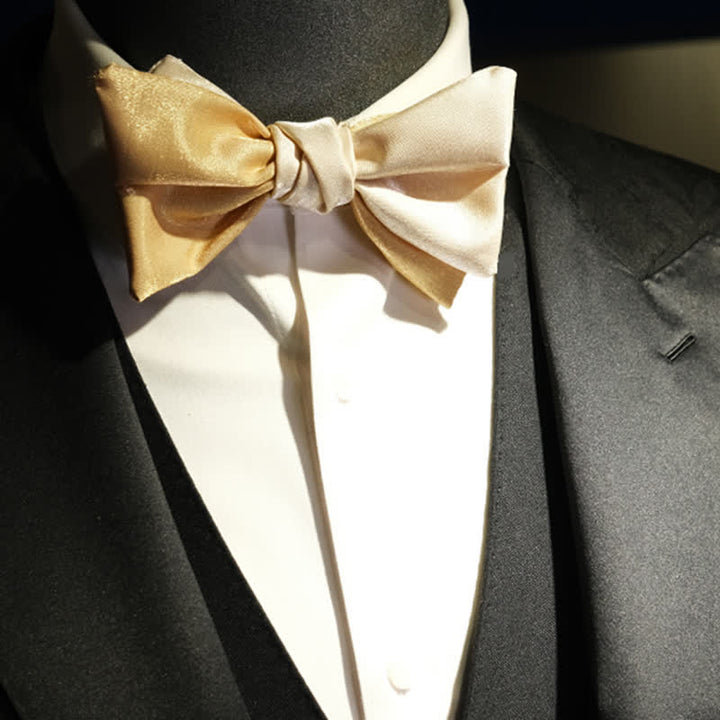 Men's Golden Apricot Contrast Asymmetrical Bow Tie