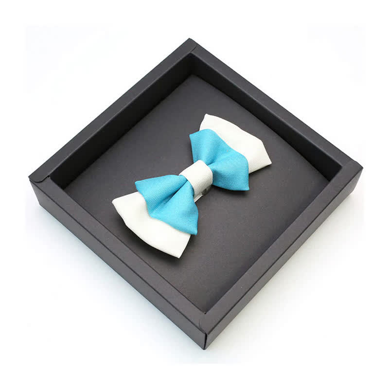 Men's Confident Sky Blue & White Double Layers Bow Tie