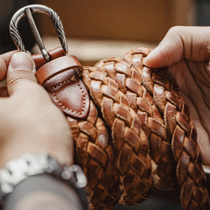 Men's Vintage Woven Vegetable Tanned Leather Belt