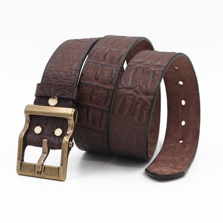 Men's Embossed Crocodile Skin Pattern Leather Belt