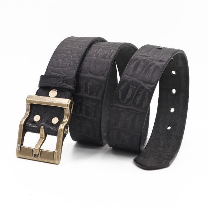 Men's Embossed Crocodile Skin Pattern Leather Belt