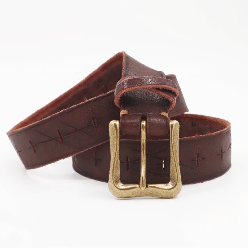 Men's Personality Hand-Cutting Cross Design Leather Belt