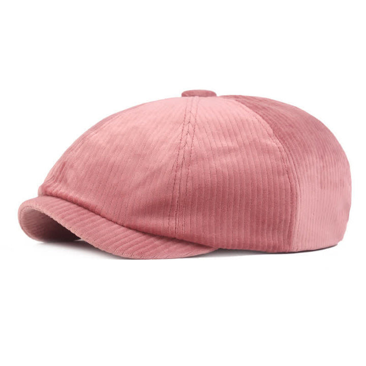 Corduroy Stripe Short Visor Beret Hat