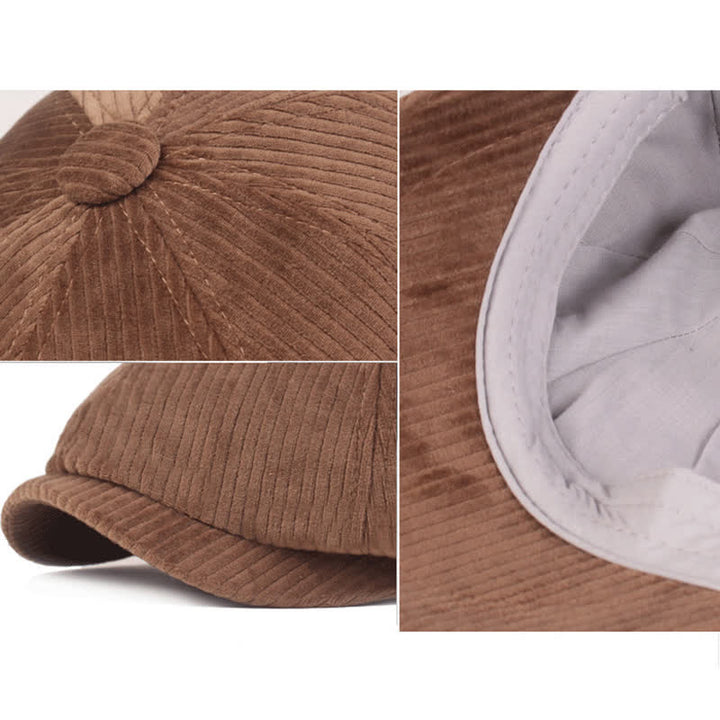 Corduroy Stripe Short Visor Beret Hat