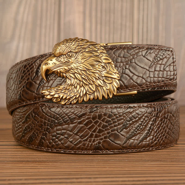 Men's Eagle Cool Alligator Claw Pattern Leather Belt