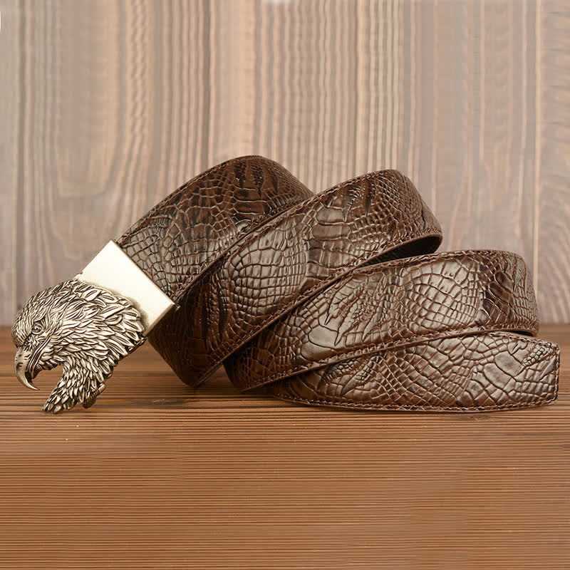 Men's Eagle Cool Alligator Claw Pattern Leather Belt