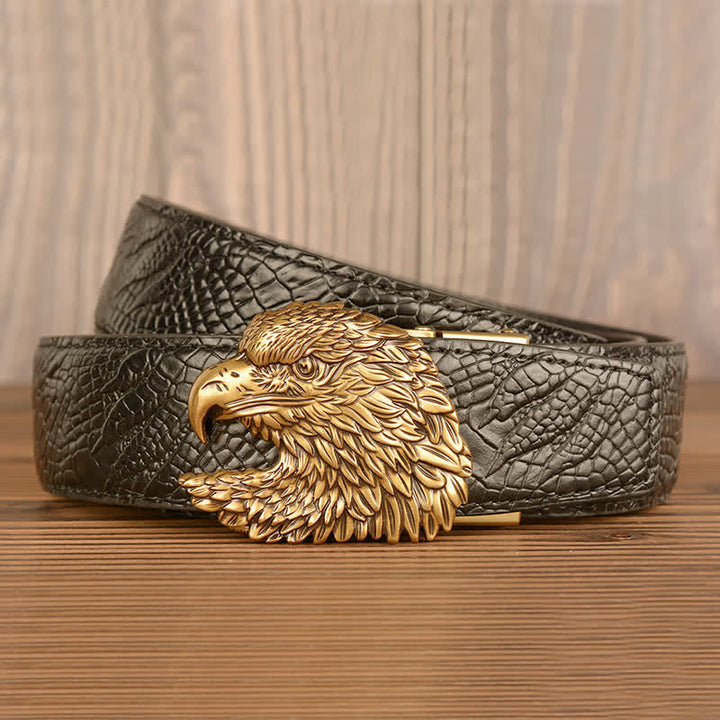 Men's Eagle Cool Alligator Claw Pattern Leather Belt