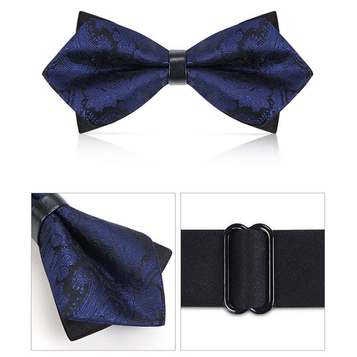 Men's Stylish Paisley Double Layers Pionted Bow Tie