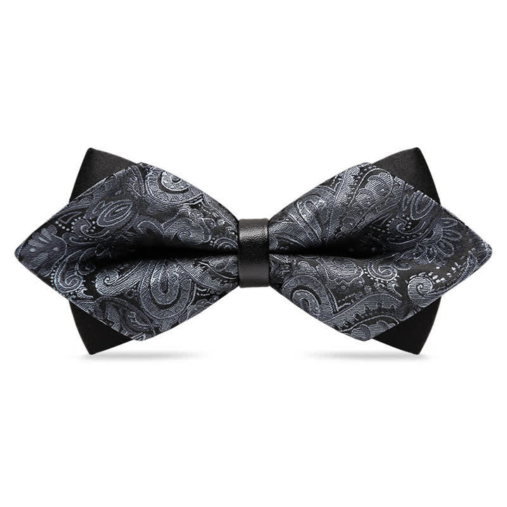 Men's Stylish Paisley Double Layers Pionted Bow Tie