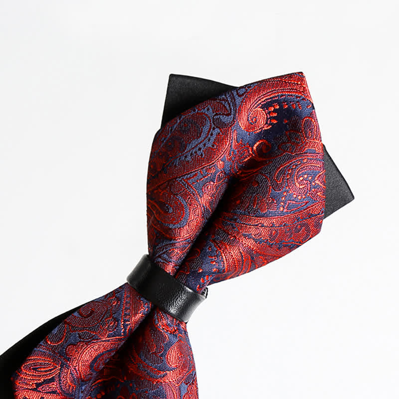 Men's Stylish Paisley Double Layers Pionted Bow Tie