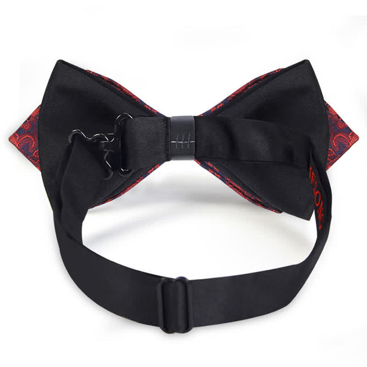 Men's Stylish Paisley Double Layers Pionted Bow Tie