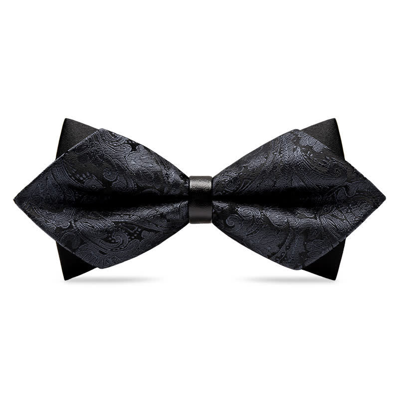 Men's Stylish Paisley Double Layers Pionted Bow Tie