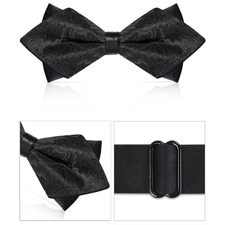 Men's Stylish Paisley Double Layers Pionted Bow Tie