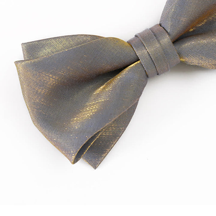 Men's Shining Gray Double Layered Bow Tie