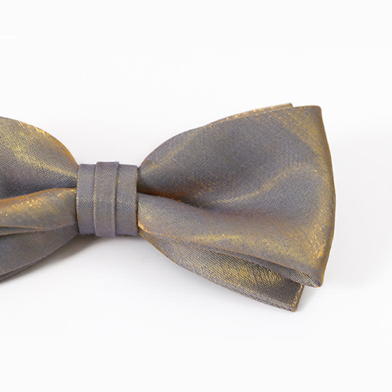 Men's Shining Gray Double Layered Bow Tie