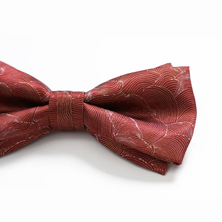 Men's Red Wave Printed Formal Wedding Bow Tie