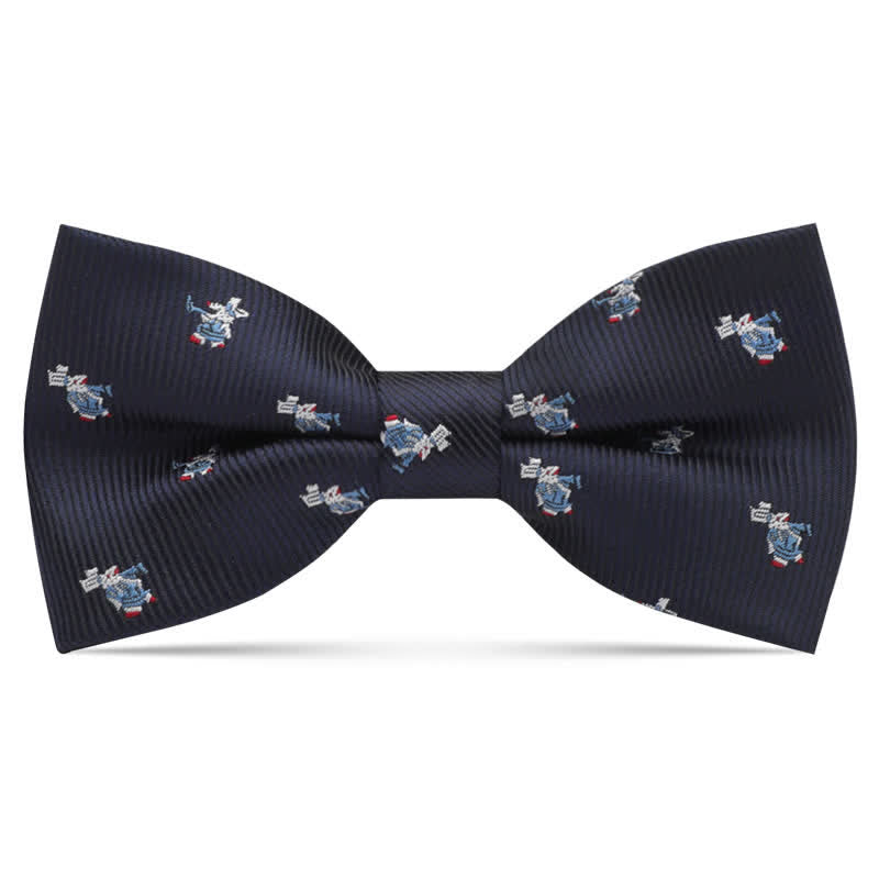 Kid's Interesting Cartoon Animal Motifs Bow Tie - Navy Rabbit - image 0