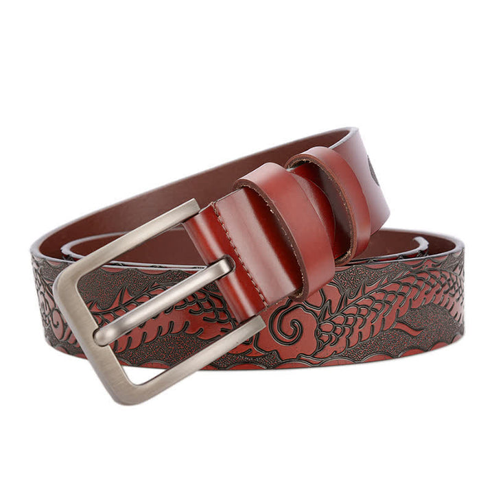 Men's Punk Dragon Embossed Pattern Leather Belt