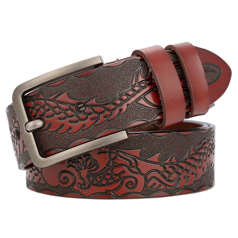 Men's Punk Dragon Embossed Pattern Leather Belt